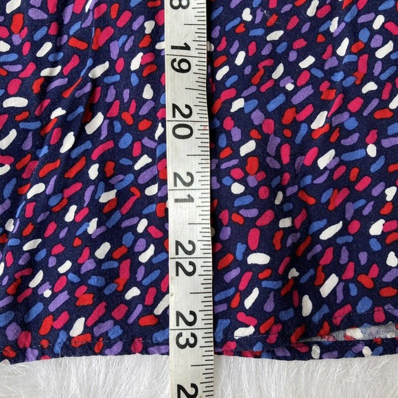 Talbots Blouse Sz XS Colorful Long Sleeve Smocked Fringe Tie Neck Elastic Womens - Picture 8 of 9